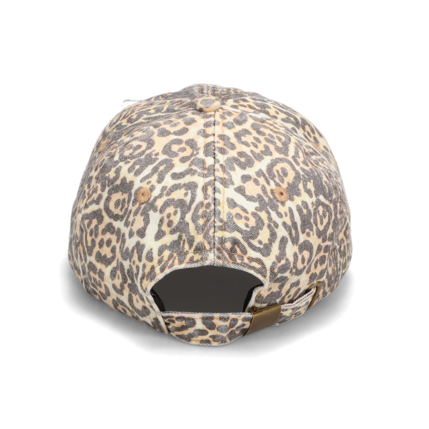 LEOPARD PATTERN DISTRESSED WASHED EMBROIDERED BASEBALL CAP / LEOPARD