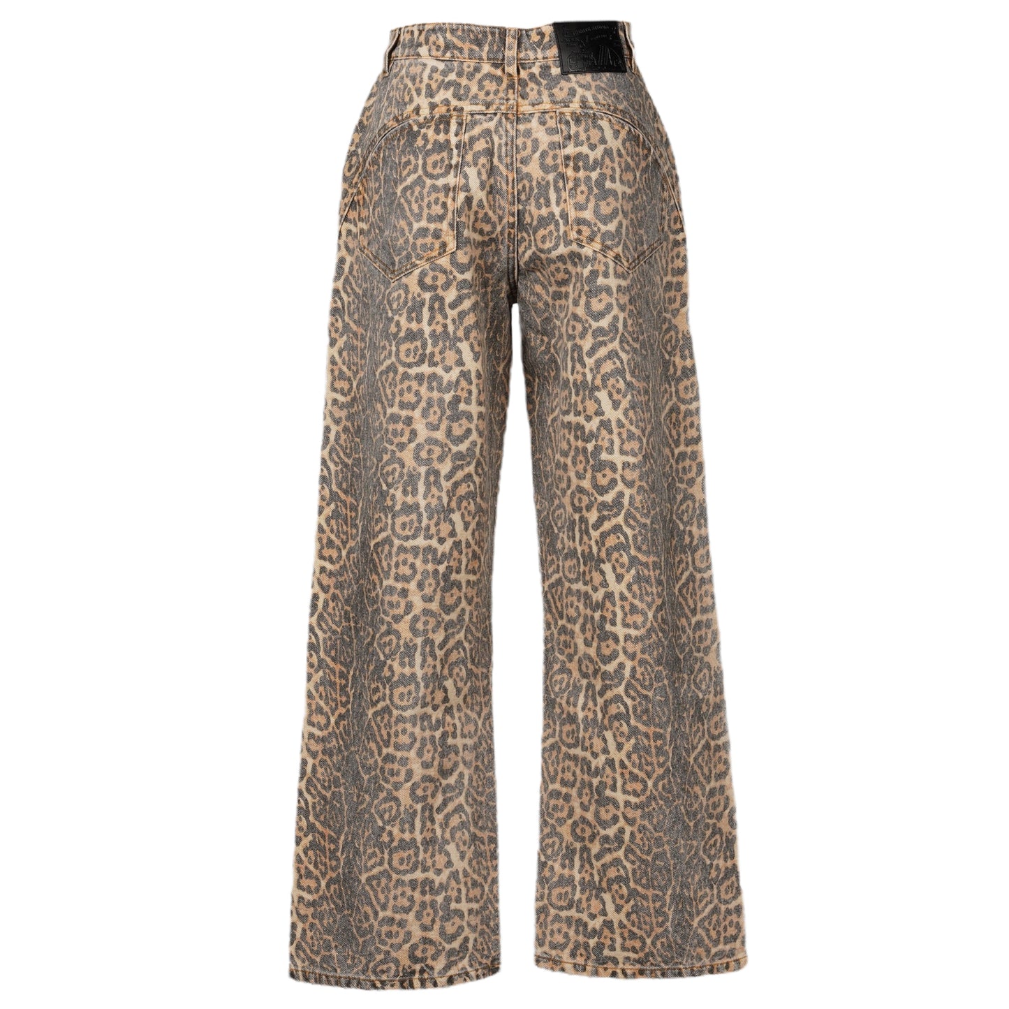 LEOPARD PRINTING PANELED LOOSE JEANS / LEOPARD