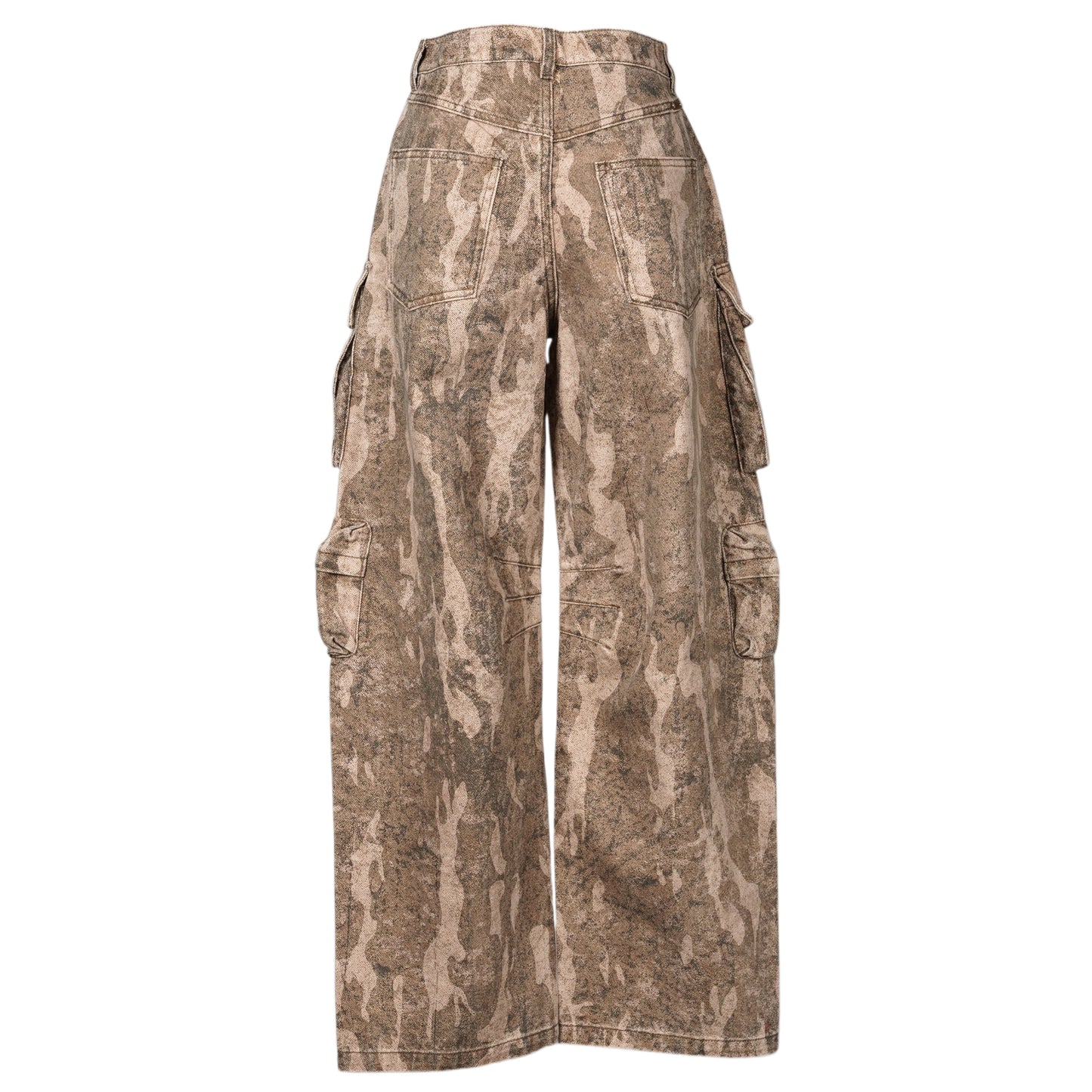 CAMOUFLAGE PATTERN PANELED CARGO JEANS / CAMOUFLAGE