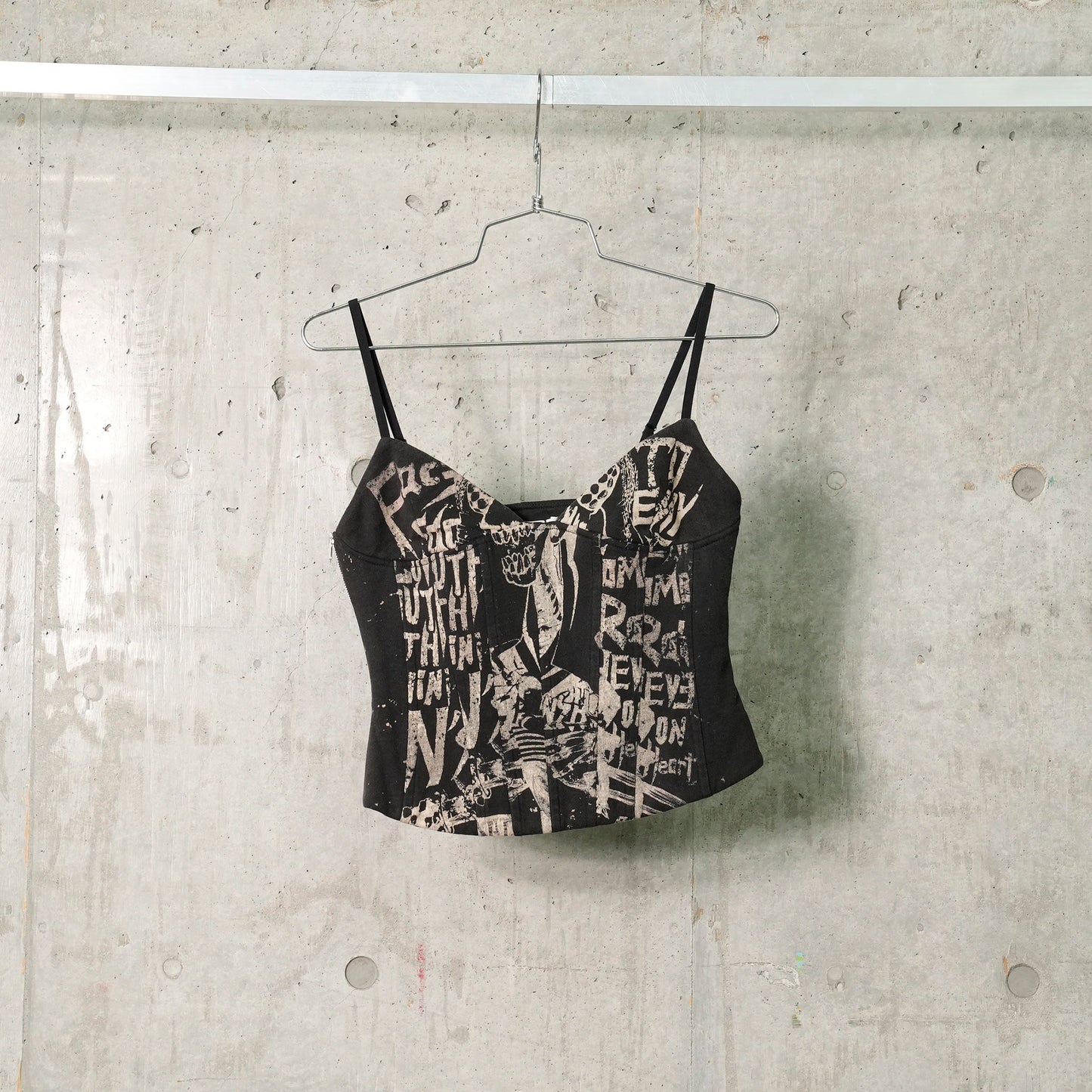 PUNK CORSAGE STYLE TANK TOP / BROWN