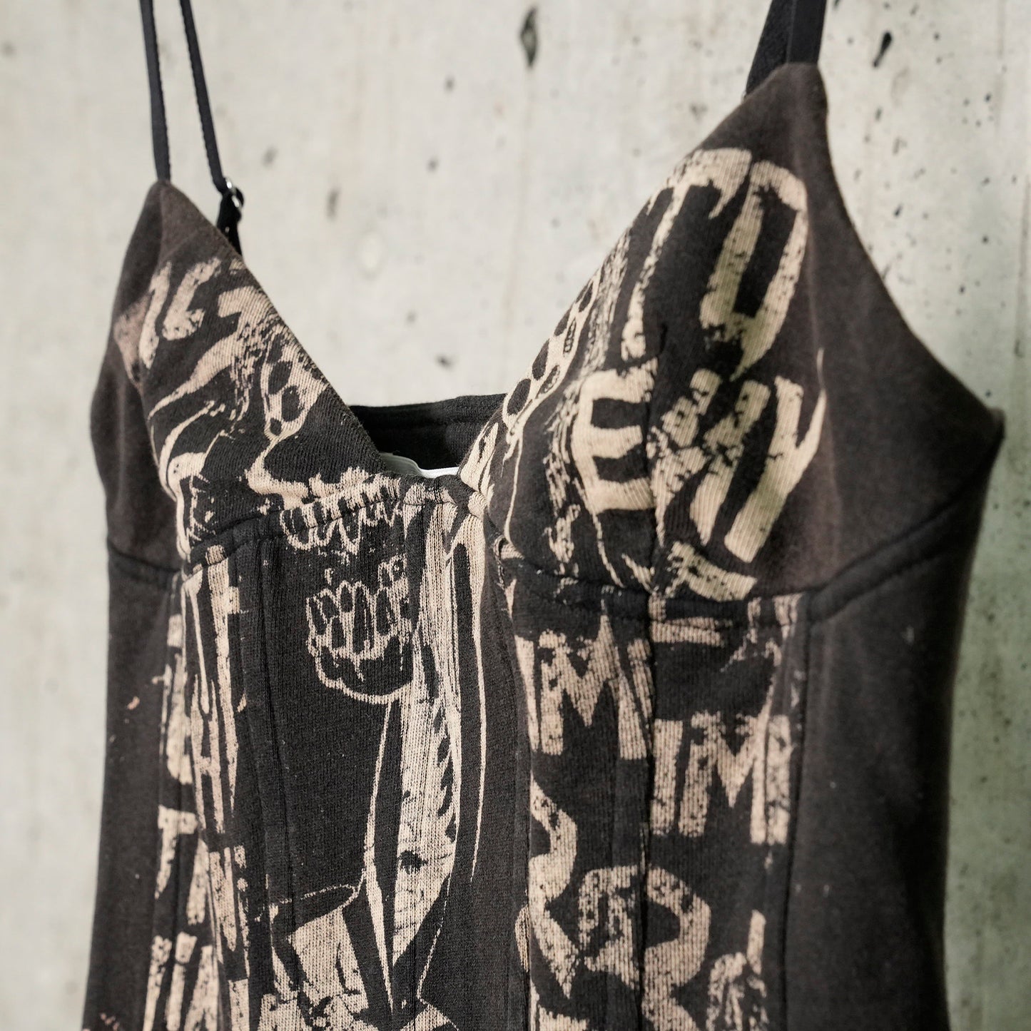 PUNK CORSAGE STYLE TANK TOP / BROWN