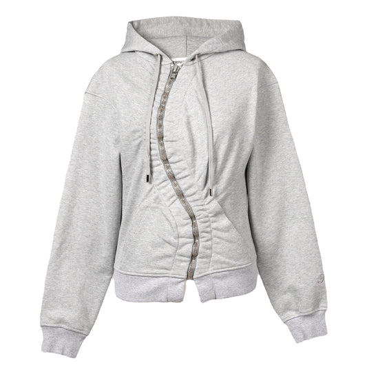 GRAY RUCHED ZIP HOODIE / GRAY