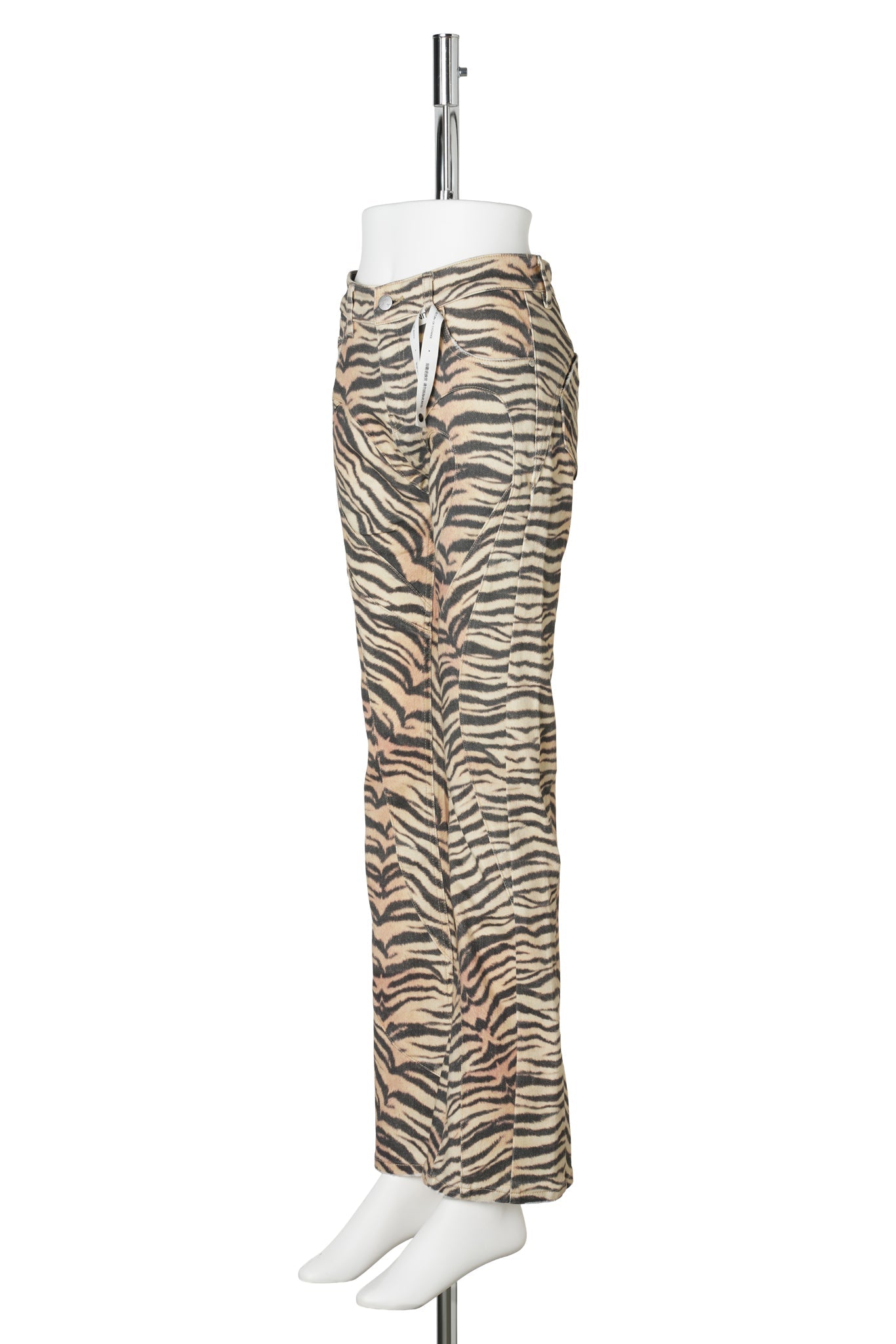 TIGER STRIPE STEAMLINE PANEL FLARED JEANS / PRINTED PATTERN