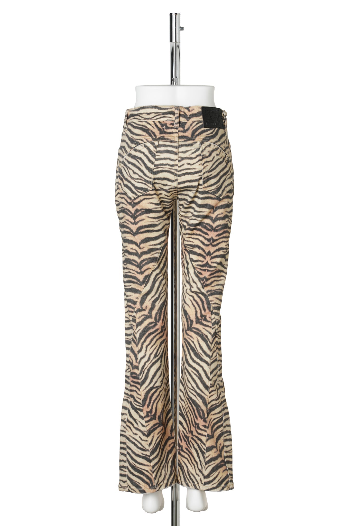 TIGER STRIPE STEAMLINE PANEL FLARED JEANS / PRINTED PATTERN