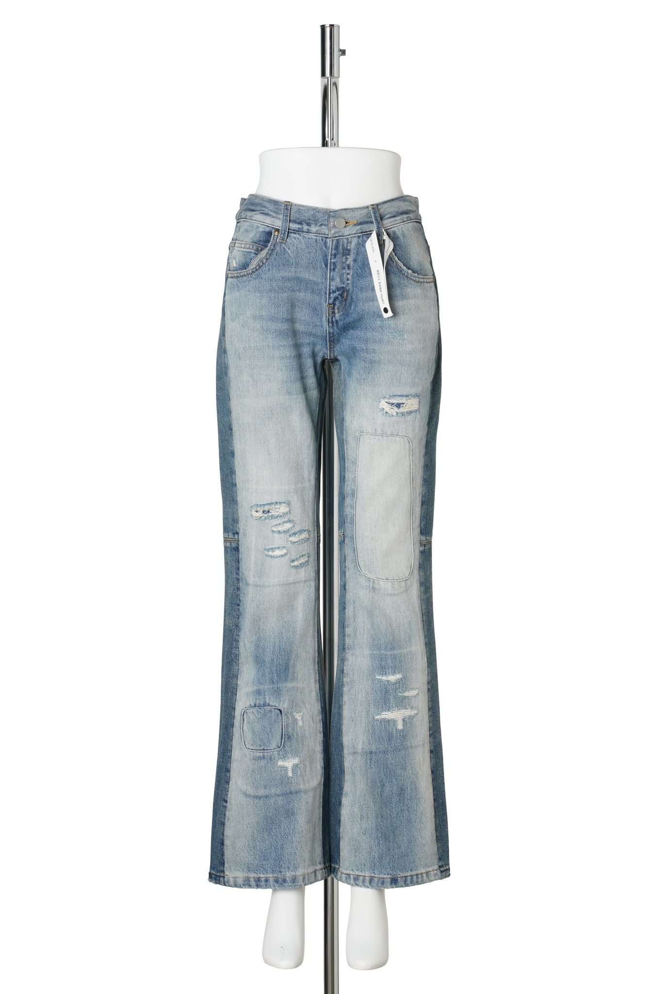 VINTAGE DESTRUCTION PANELED JEANS / DENIM COLOR