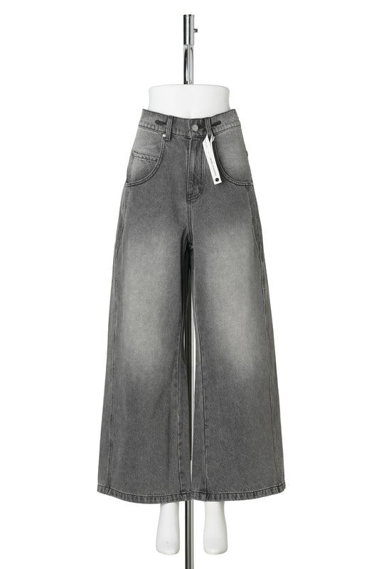 GREY VERSATILE BUTTONED LOOSE JEANS / GRAY