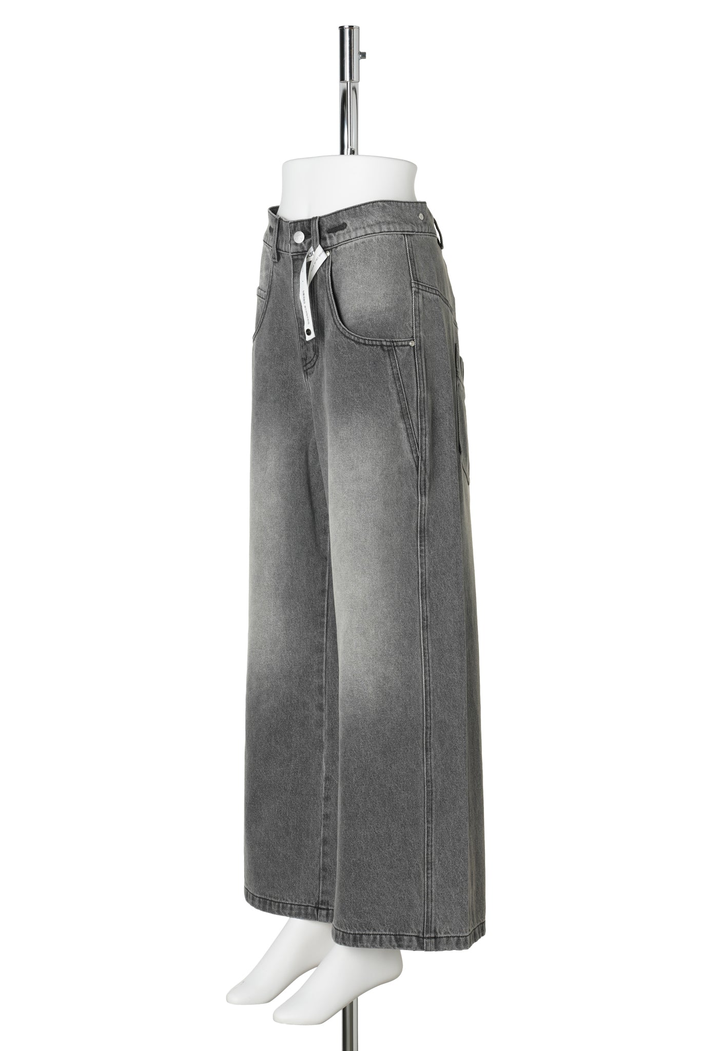 GREY VERSATILE BUTTONED LOOSE JEANS / GRAY