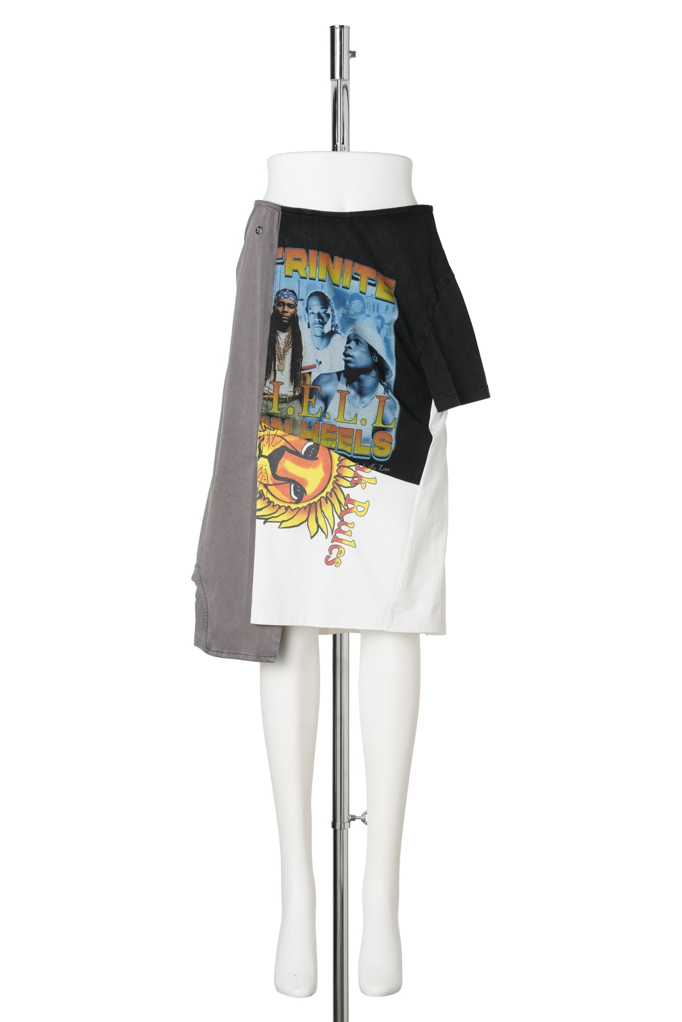 VINTAGE PATTERN T-SHIRT PANELED SKIRT / PRINTED PATTERN