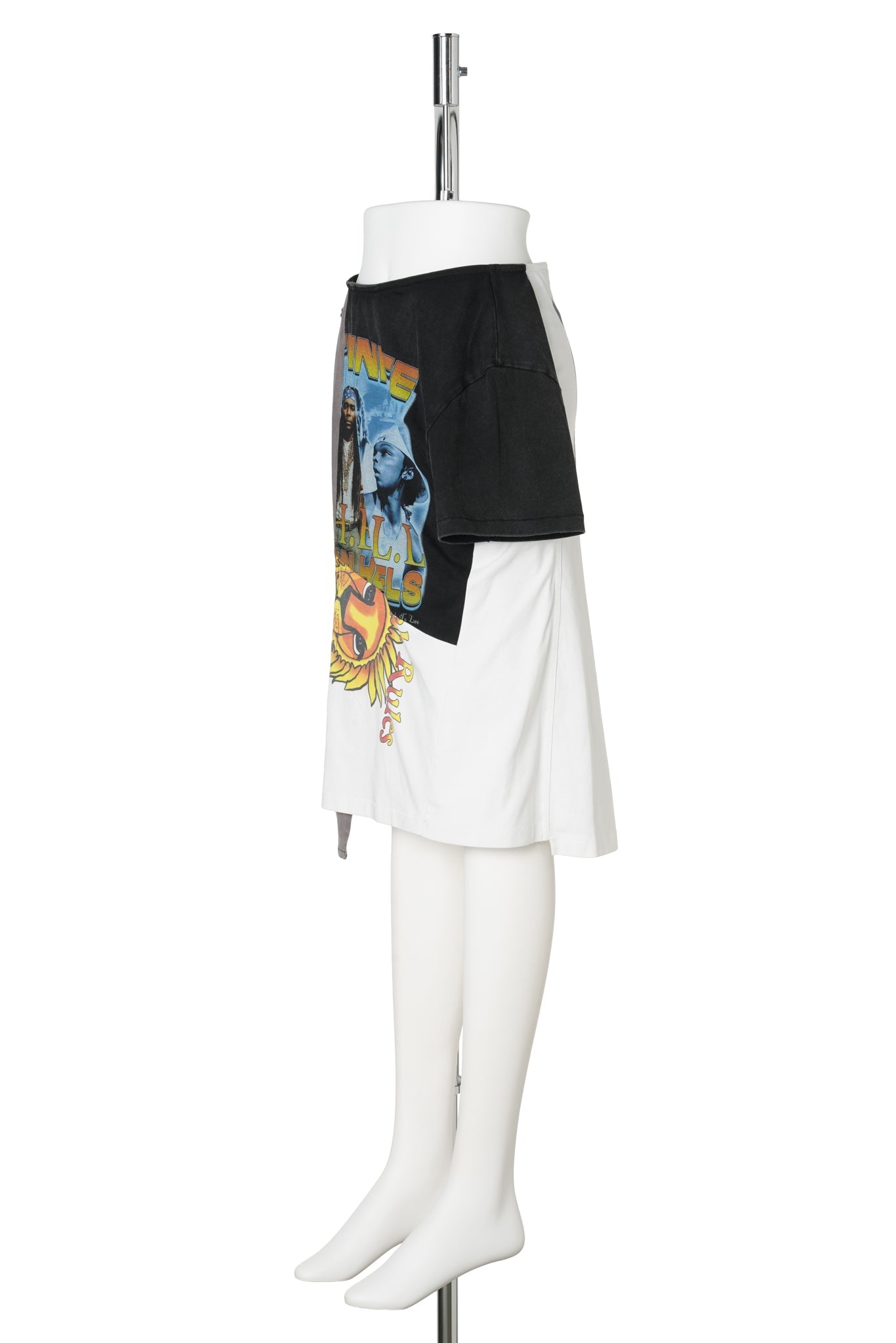 VINTAGE PATTERN T-SHIRT PANELED SKIRT / PRINTED PATTERN