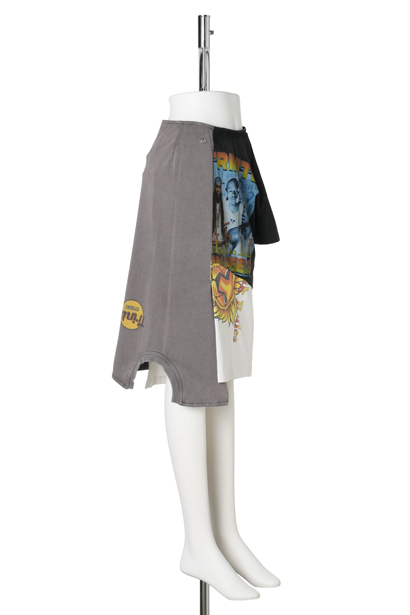 VINTAGE PATTERN T-SHIRT PANELED SKIRT / PRINTED PATTERN
