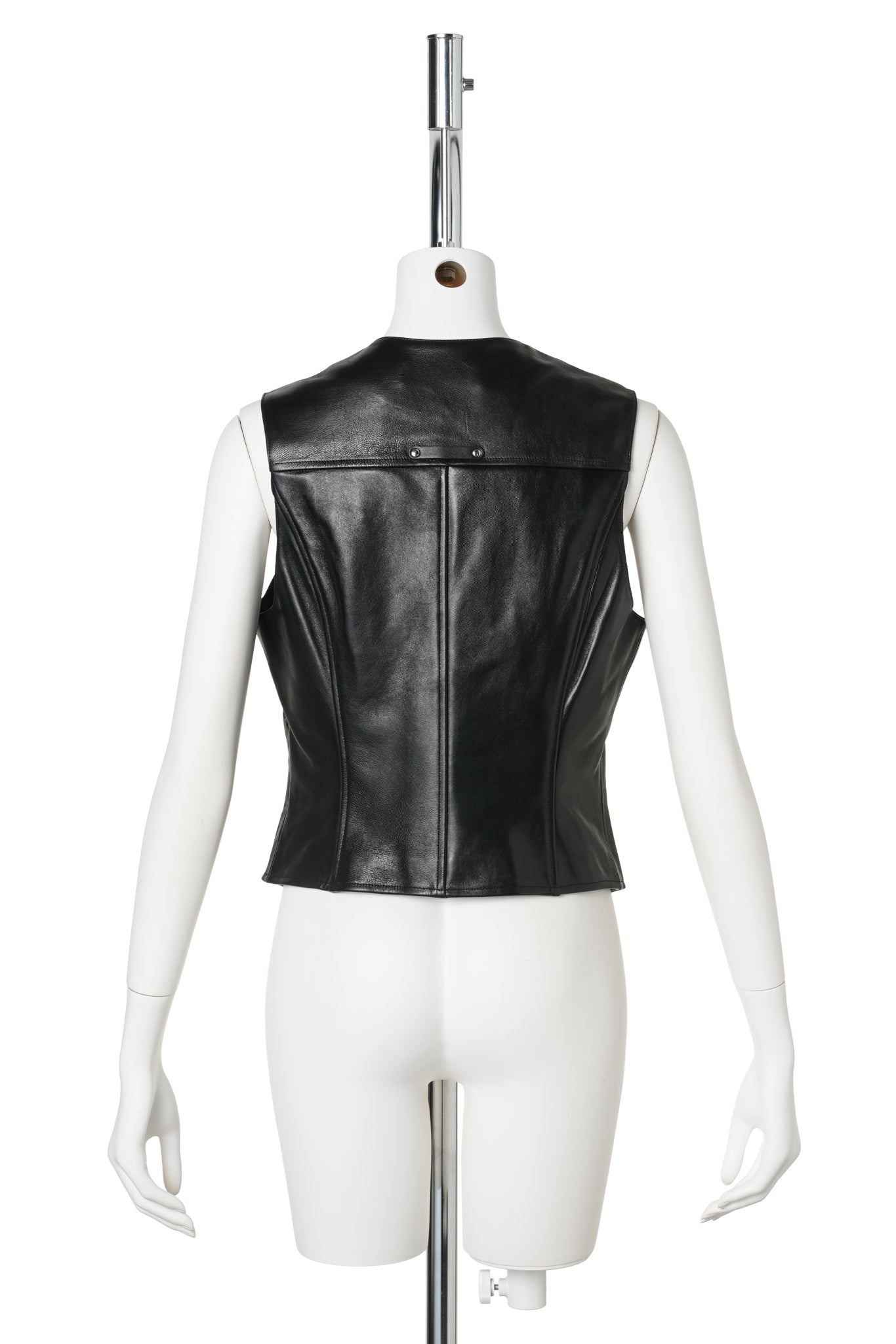 BLAK BIKER-STYLE SHEEPSKIN VEST / BLACK