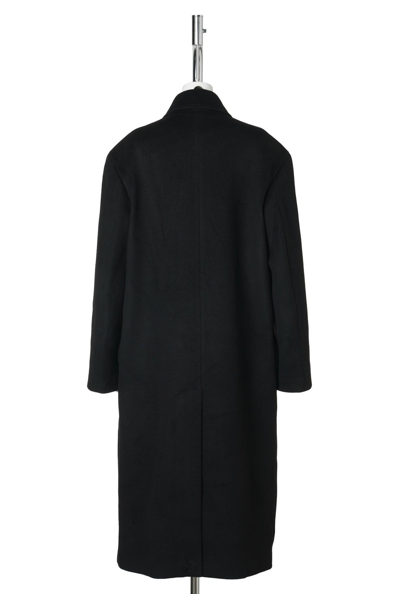 BLACK ASYMMETRIC NOTCHED-LAPEL OVERSIZED WOOL COAT / BLACK