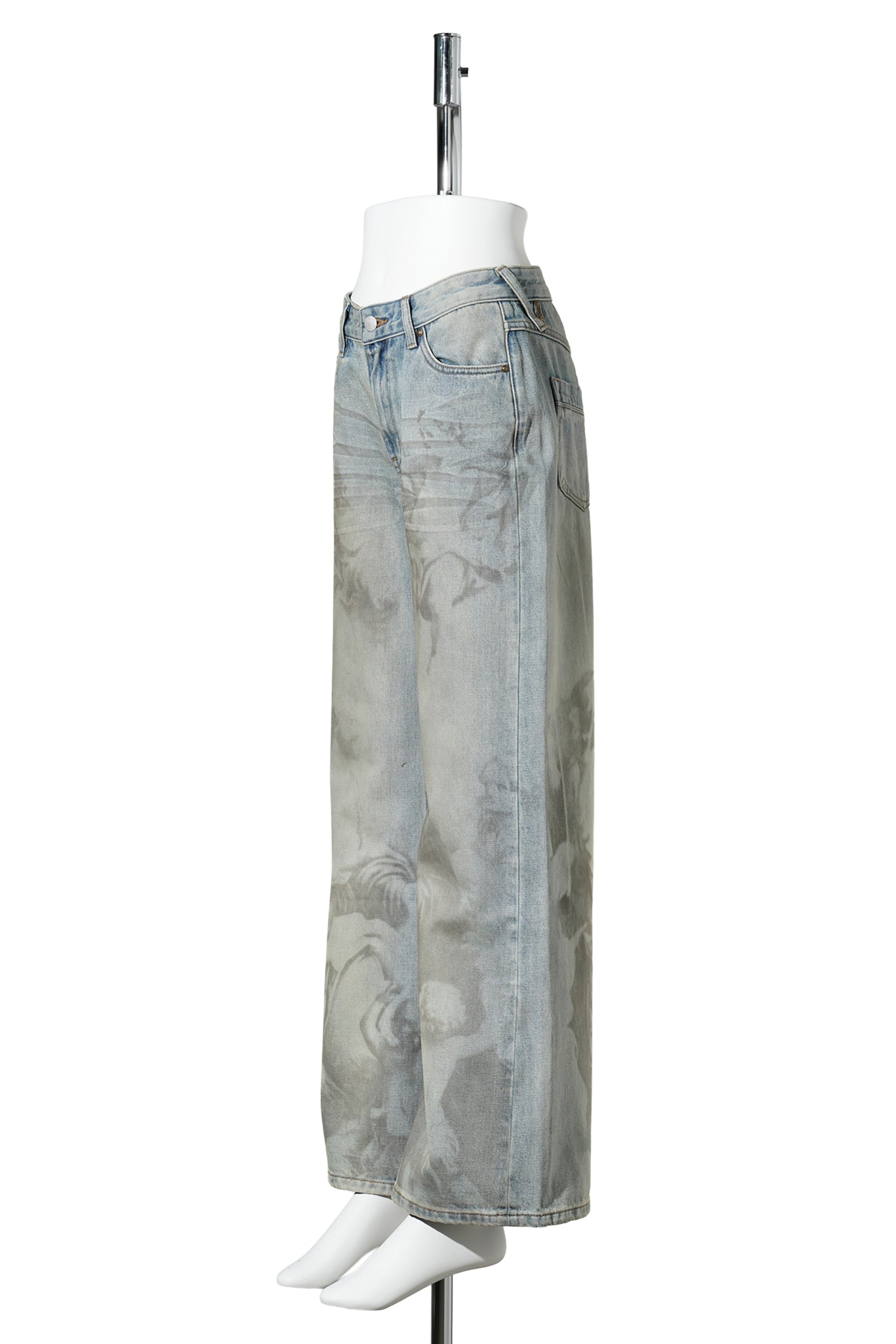 CLASSIC PORTRAIT PRINT DIRTY DYE JEANS / BLUE