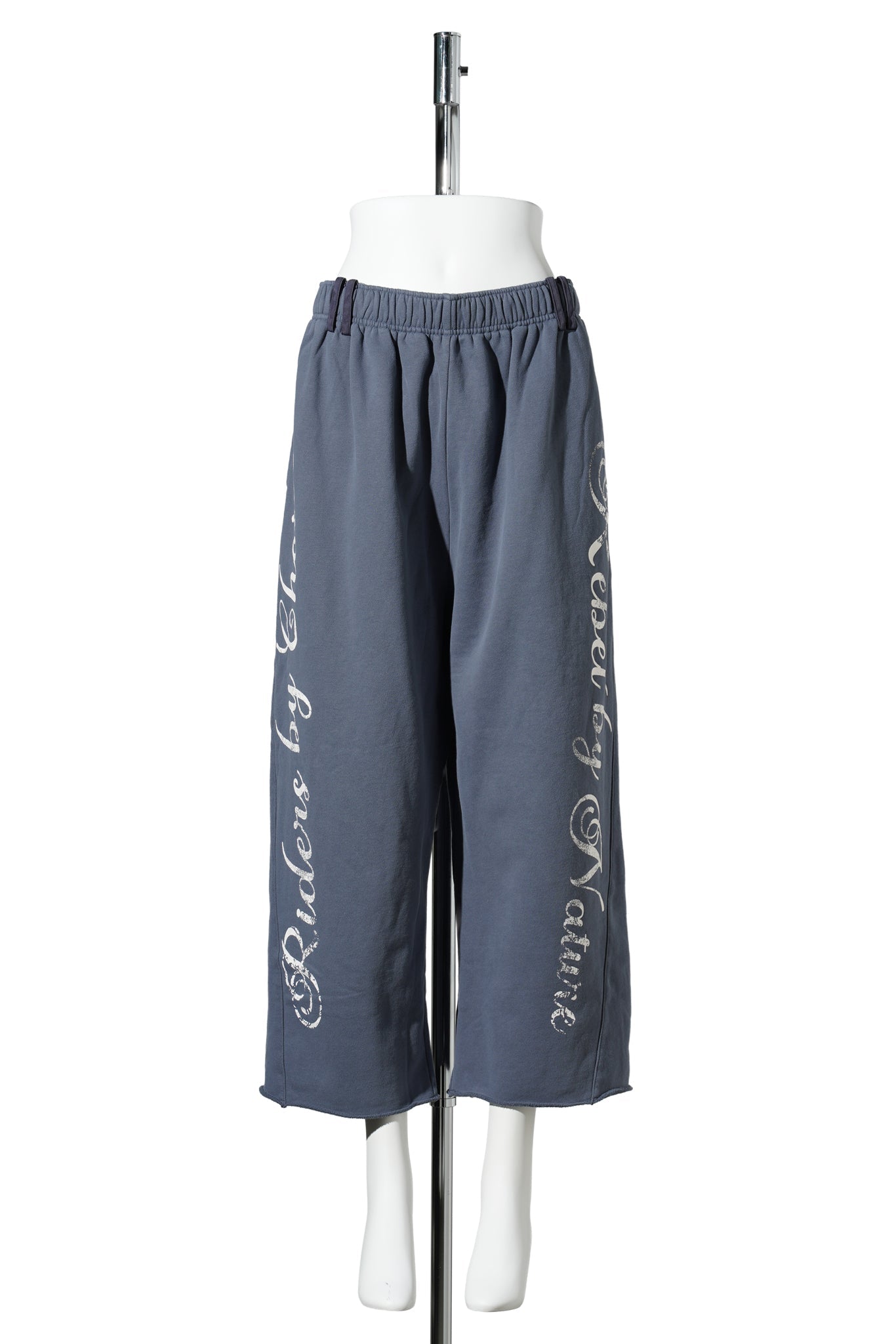DENIM BLUE PRINTING DECORATIVE LOOSE NINE-POINT SPORT PANTS / NAVY