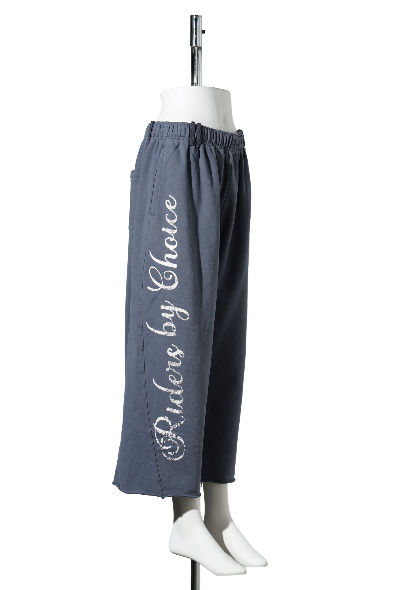 DENIM BLUE PRINTING DECORATIVE LOOSE NINE-POINT SPORT PANTS / NAVY