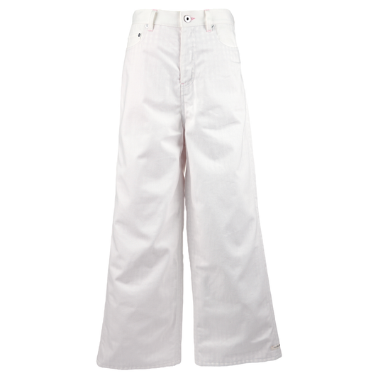 2 GINGHAM LINING DENIM TROUSERS / WHITE