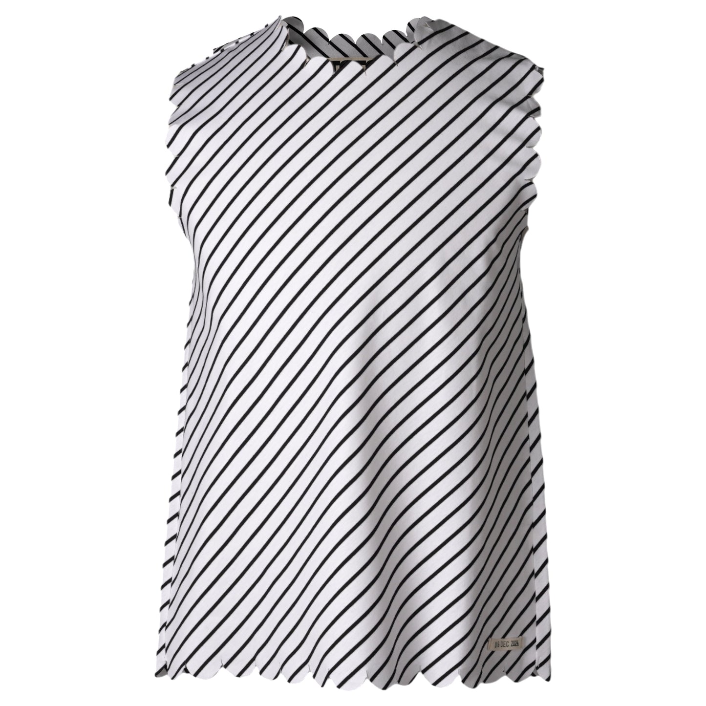 SPEECH BUBBLES SLEEVELESS TOP / WHITE AND BLACK STRIPE