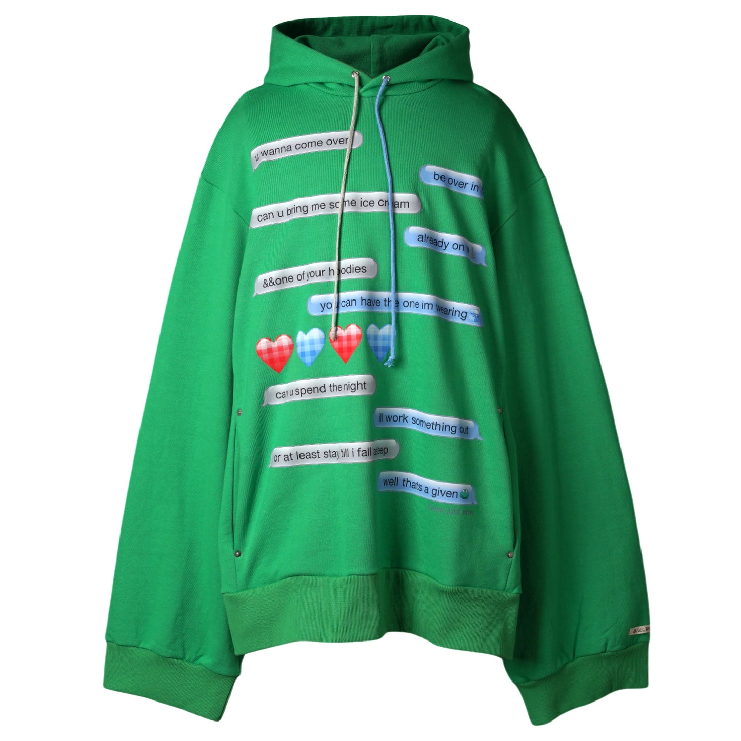 BAGGY HOODIE / LOVERS DM ON GREEN