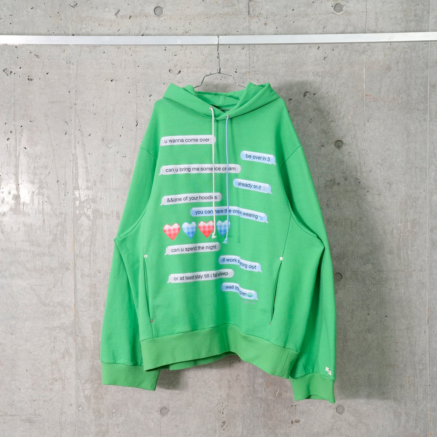 BAGGY HOODIE / LOVERS DM ON GREEN