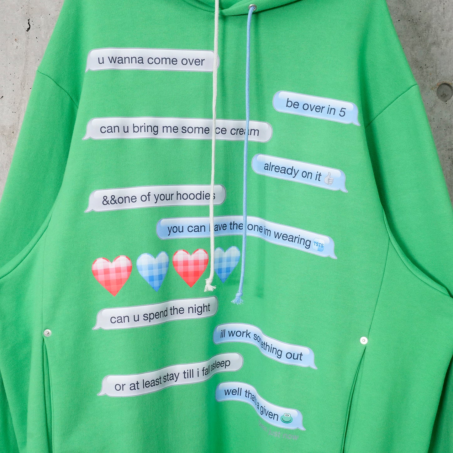 BAGGY HOODIE / LOVERS DM ON GREEN