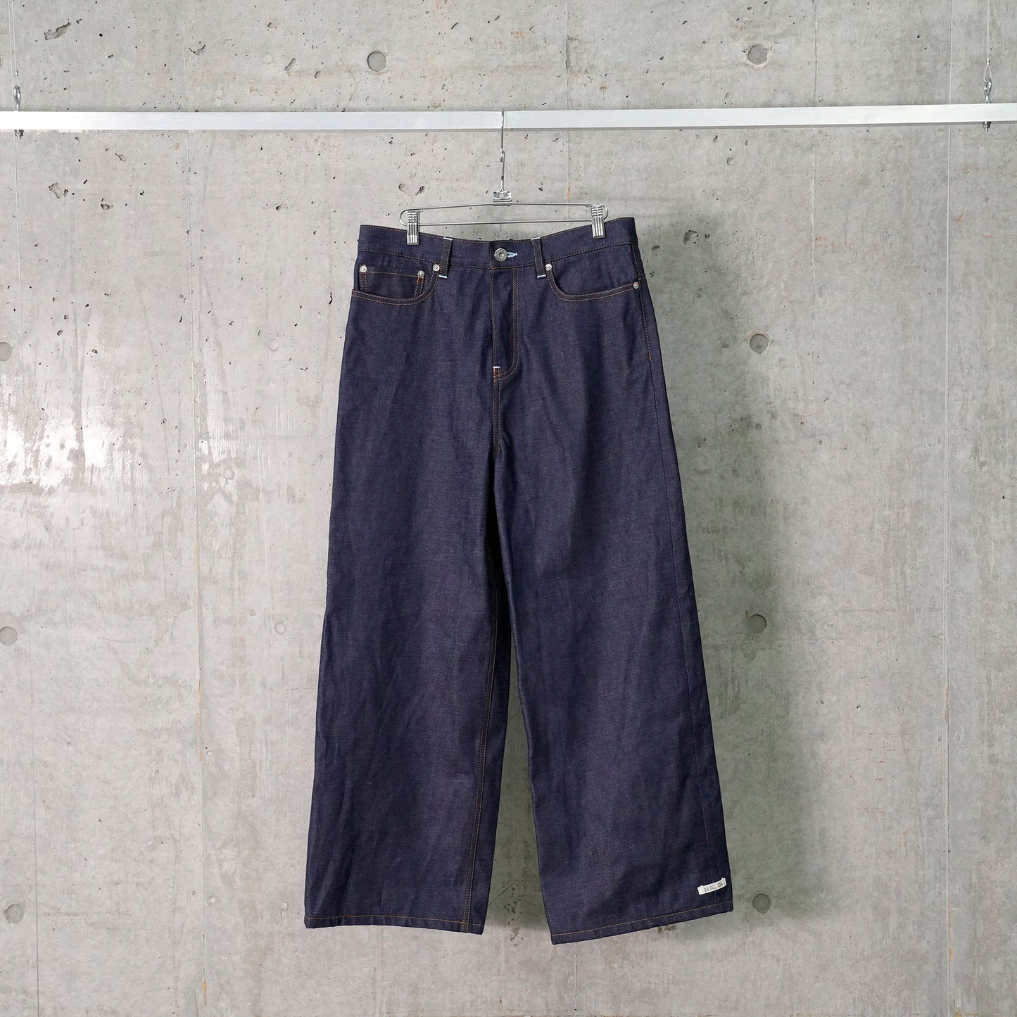 2 GINGHAM LINING DENIM TROUSERS / INDIGO BLUE