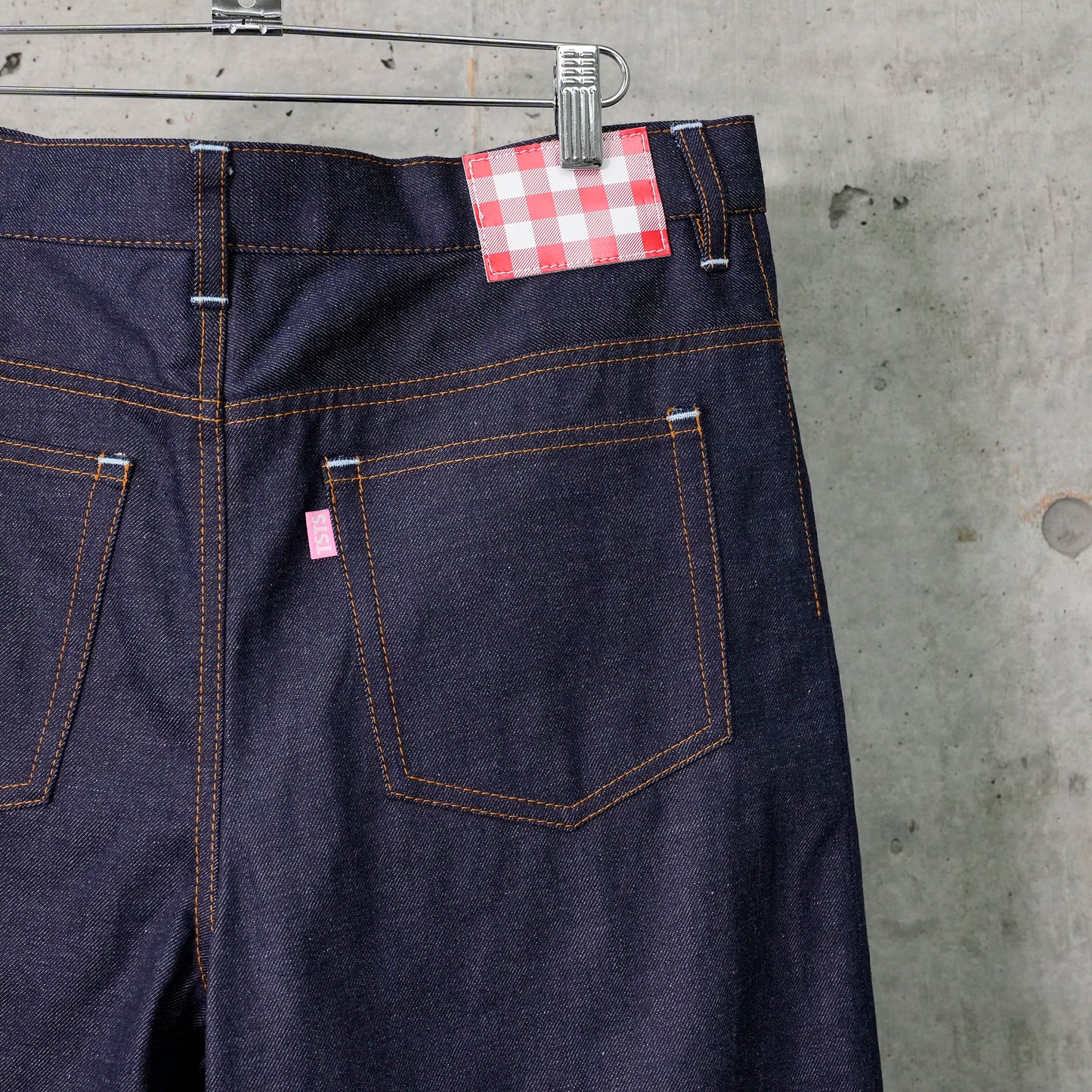 2 GINGHAM LINING DENIM TROUSERS / INDIGO BLUE