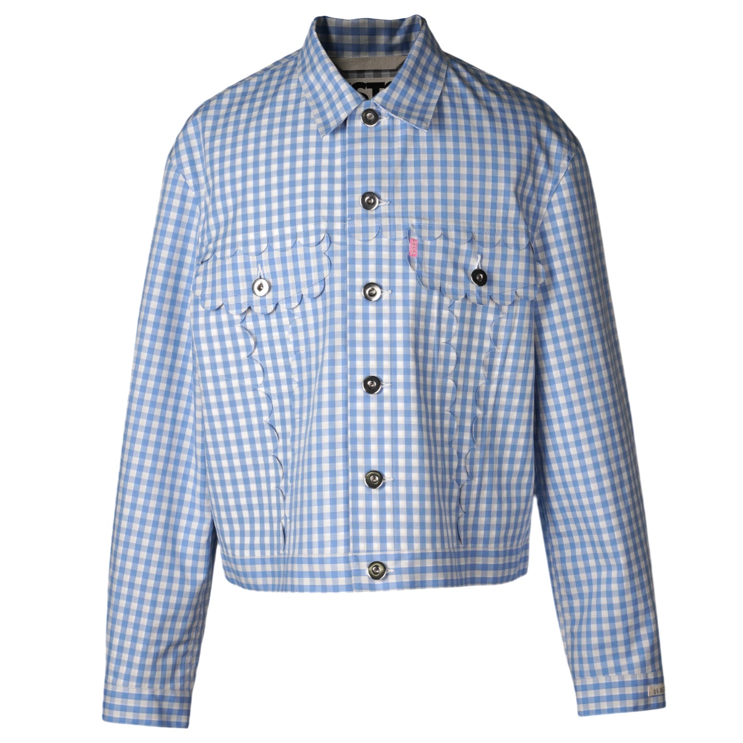 SPEECH BUBBLES TRACKER JACKET / SAXE BLUE AND GRAY GINGHAM