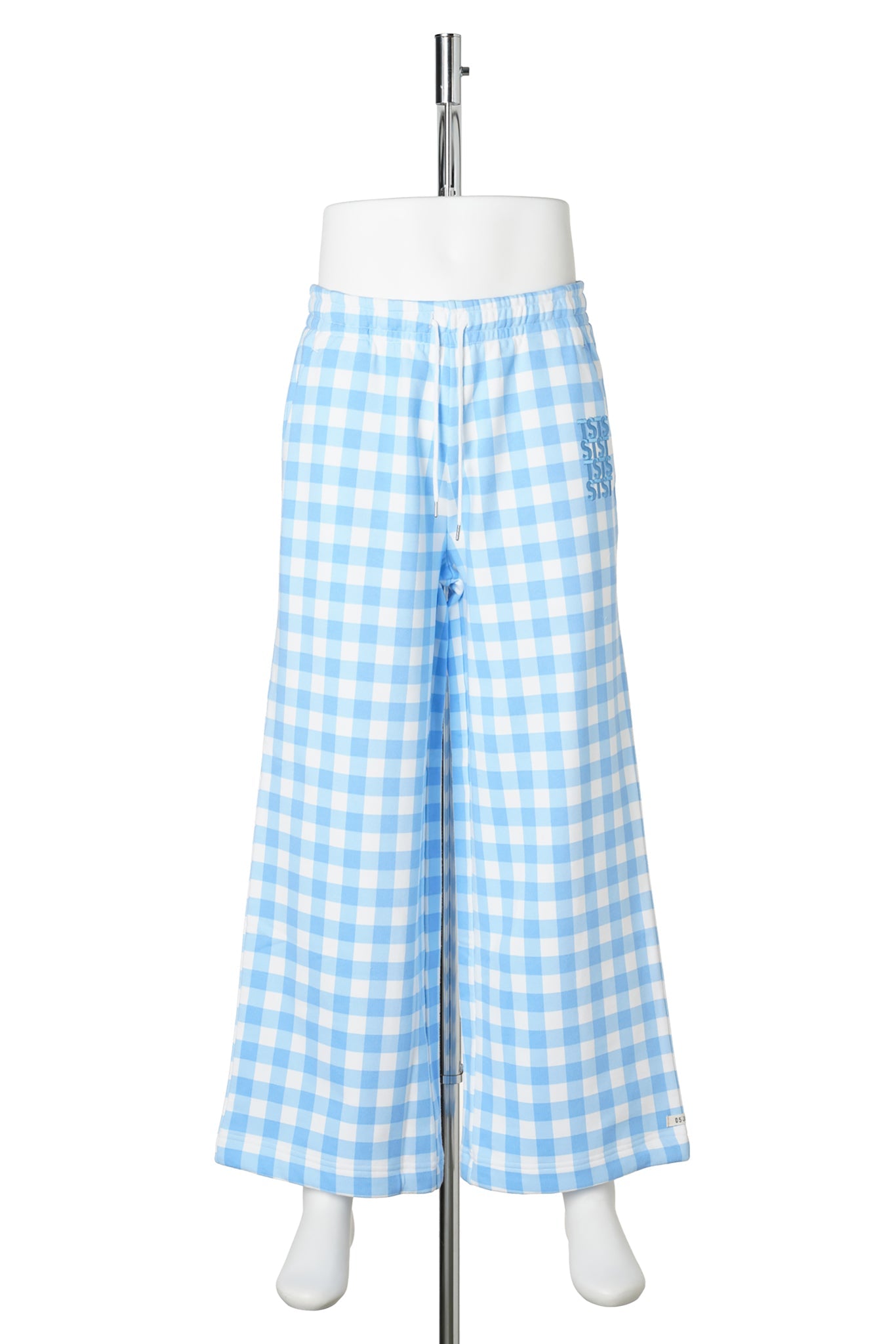 GINGHAM PRINT BAGGY SWEATPANTS / SAXE BLUE GINGHAM