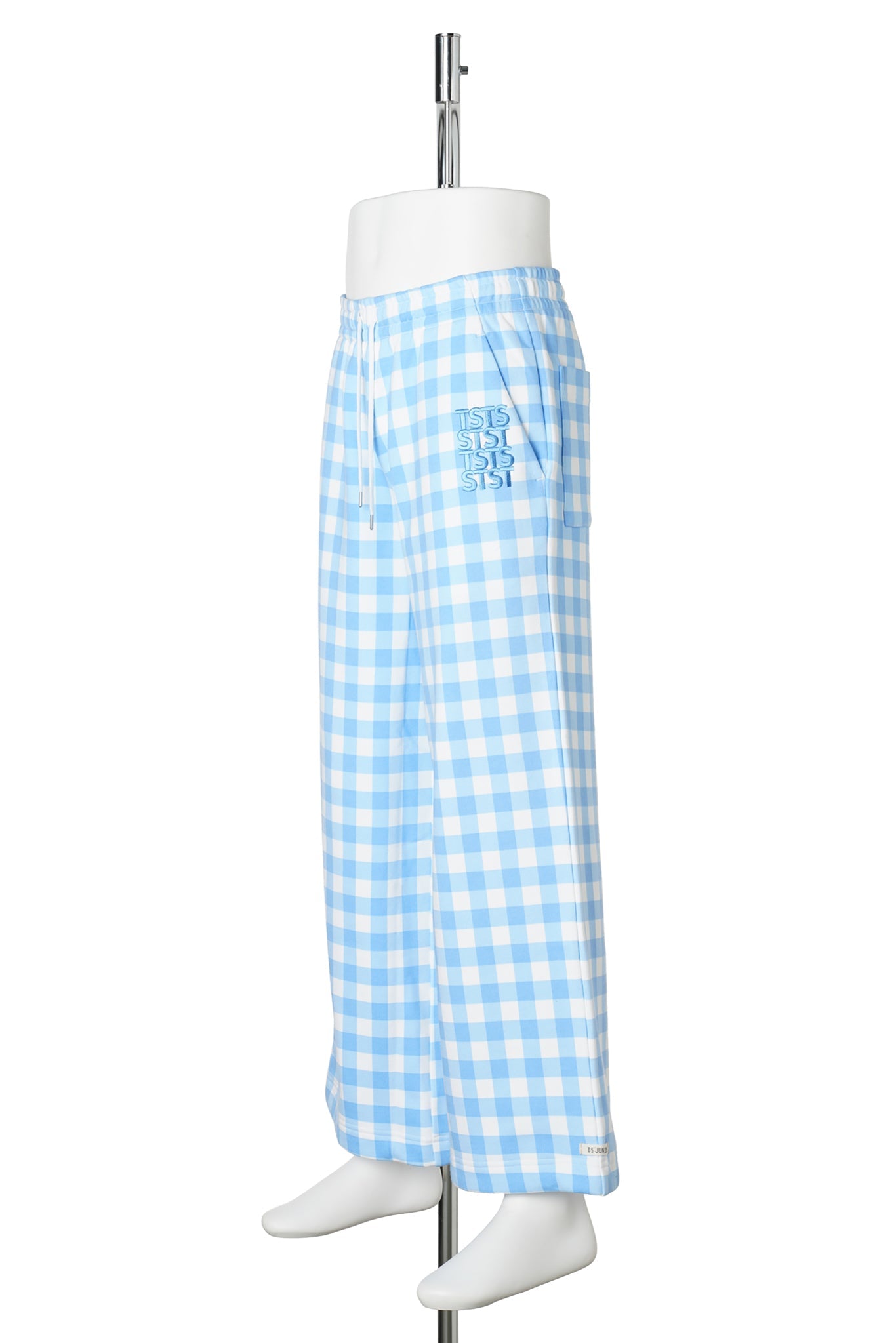 GINGHAM PRINT BAGGY SWEATPANTS / SAXE BLUE GINGHAM