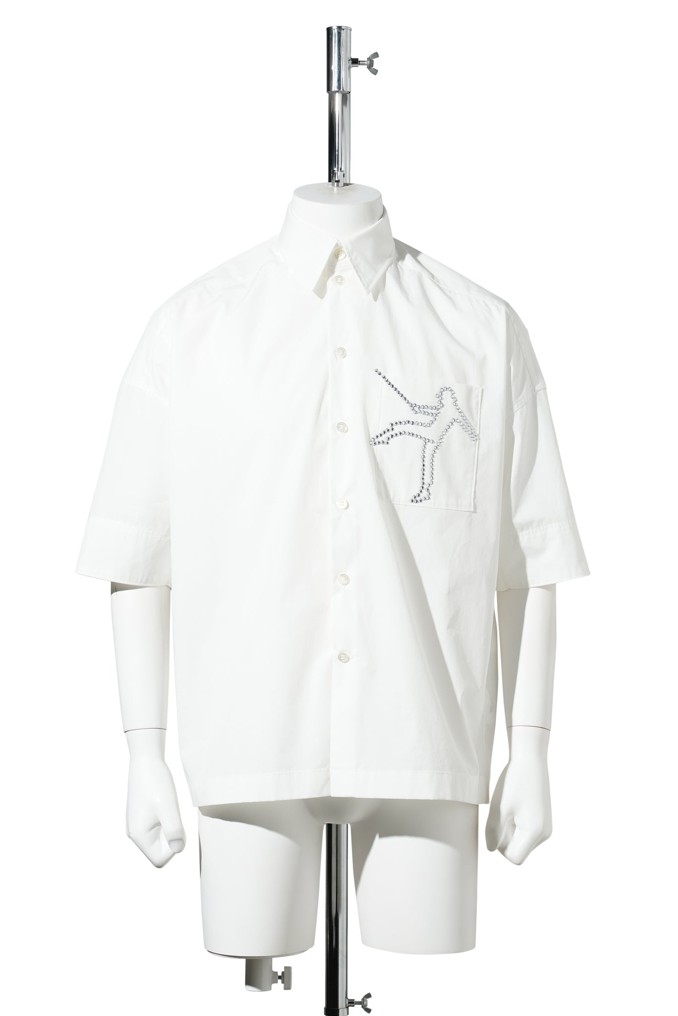GOTS ORGANIC COTTON BEAUTY HALF-SLEEVE SHIRT / WHITE