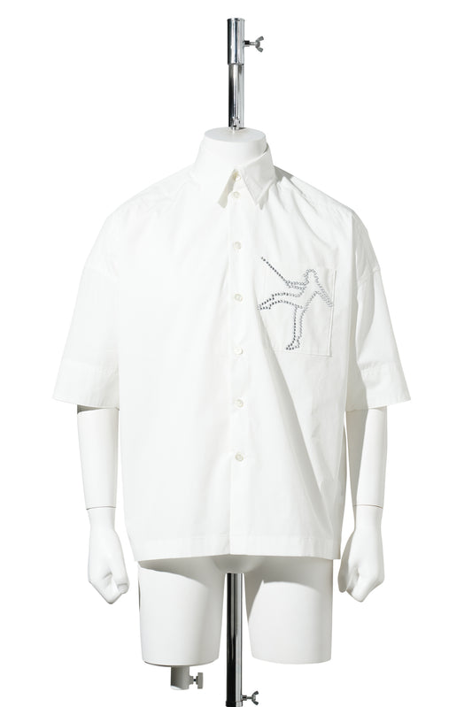 GOTS ORGANIC COTTON BEAUTY HALF-SLEEVE SHIRT / WHITE