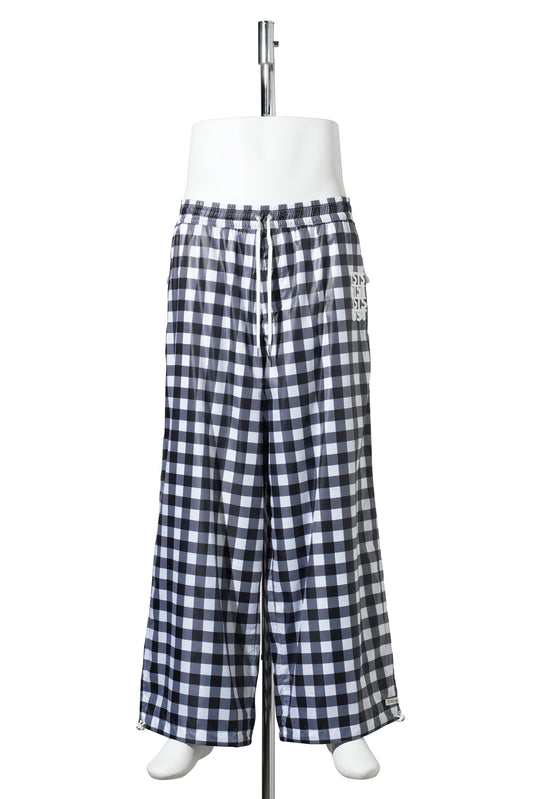 RECYCLED POLYESTER WIND PANTS / BLACK GINGHAM