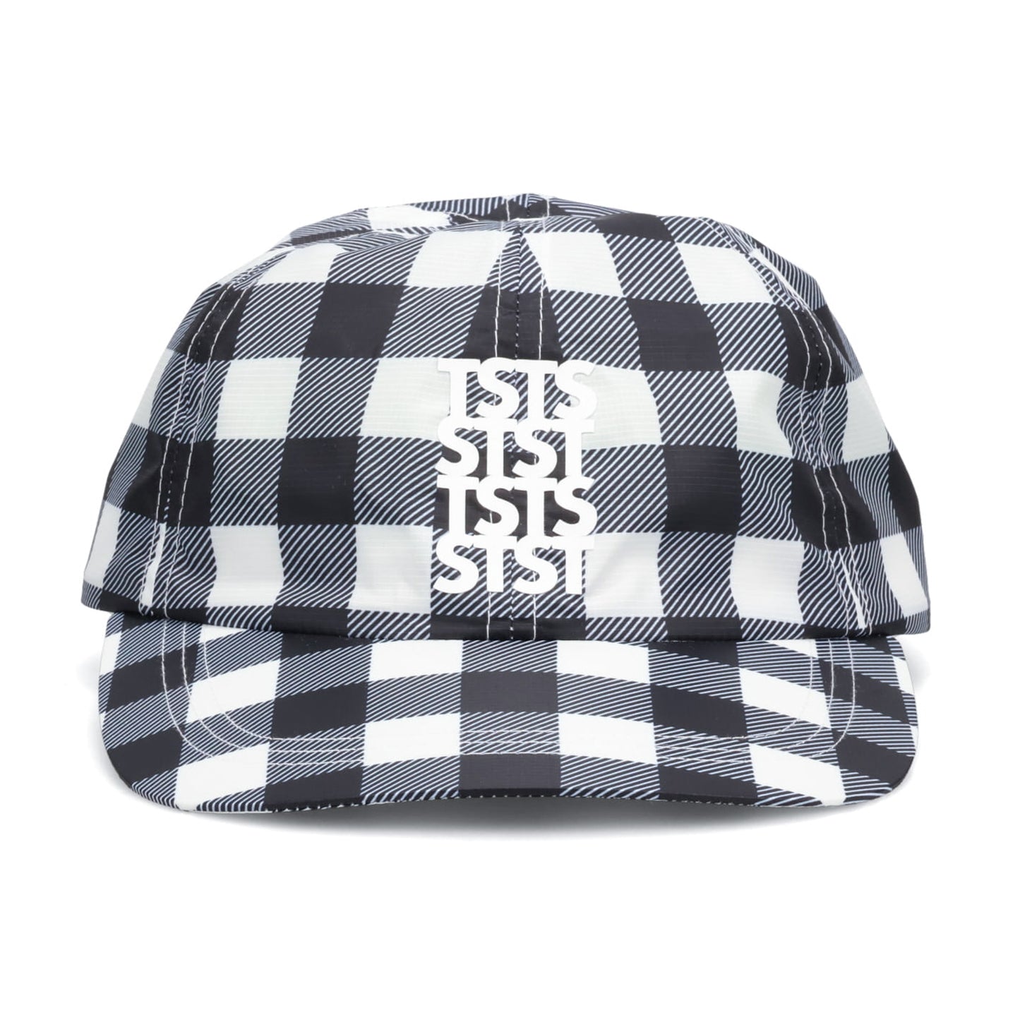 RECYCLED POLYESTER DRAWSTRING CAP / BLACK GINGHAM