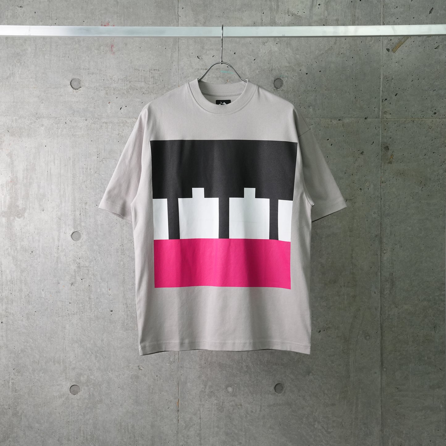 BLOCK T-SHIRT / GREY/WHITE/RED