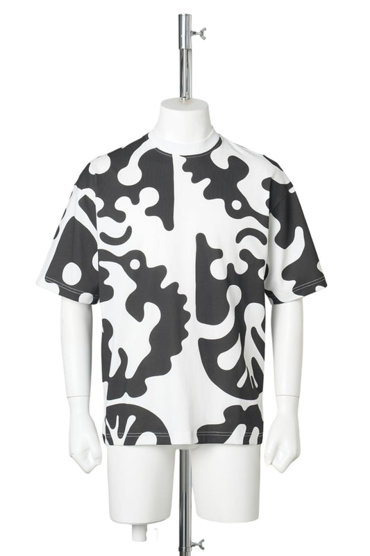 TTT CLOGGED BEAR ALL OVER PRINT T-SHIRT / BLACK/WHITE