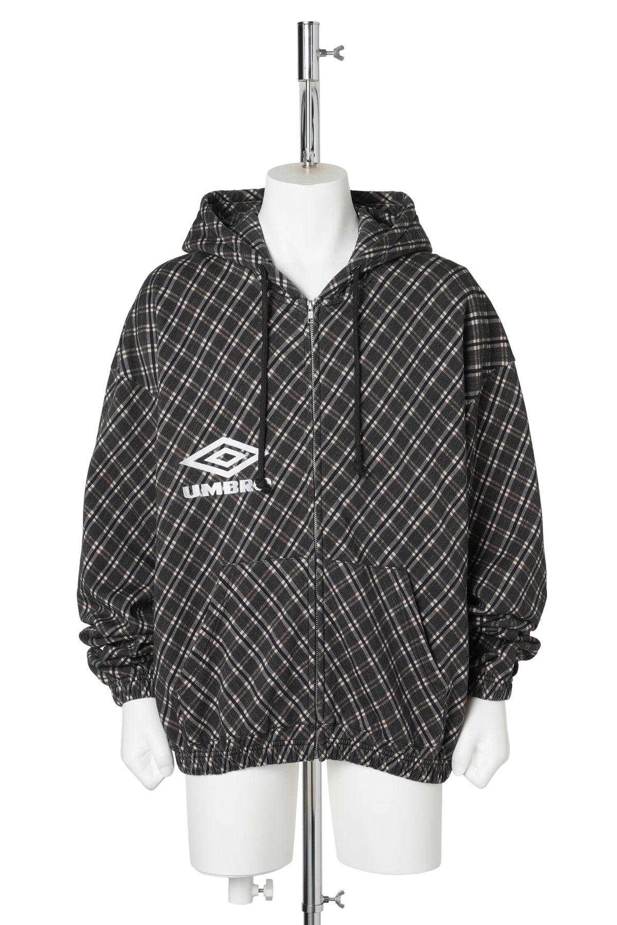 PLAID MASKED HOODIE / BRW0001:BROWN