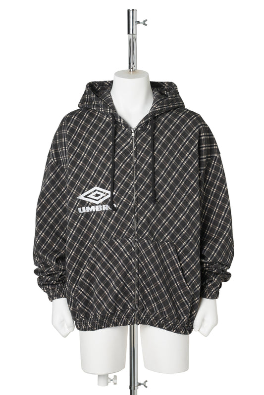 PLAID MASKED HOODIE / BRW0001:BROWN