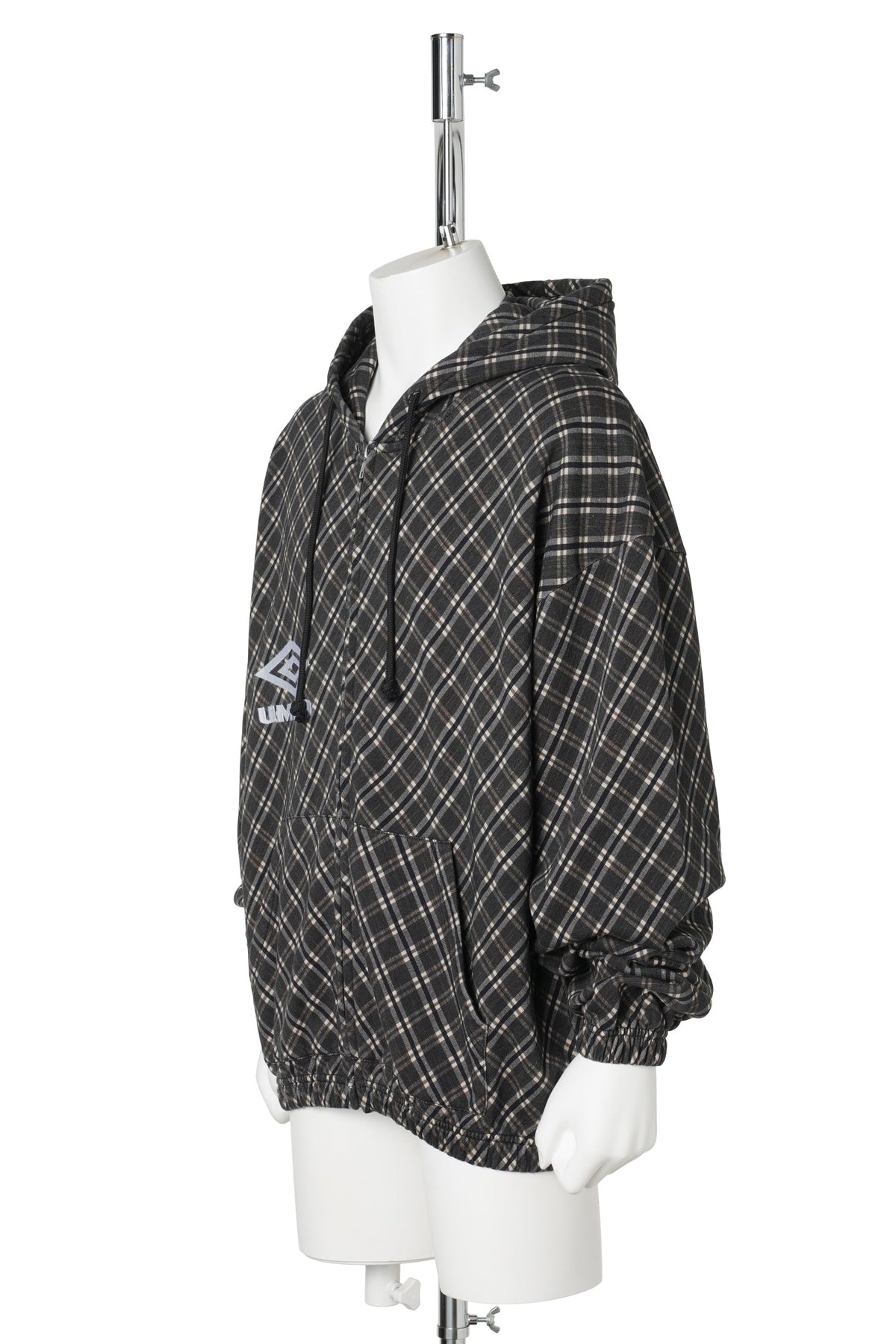 PLAID MASKED HOODIE / BRW0001:BROWN