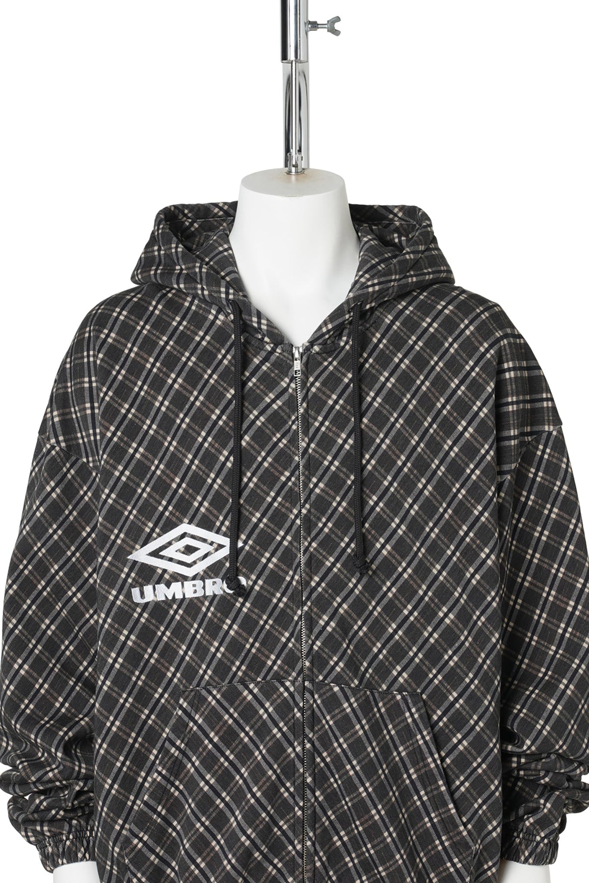 PLAID MASKED HOODIE / BRW0001:BROWN