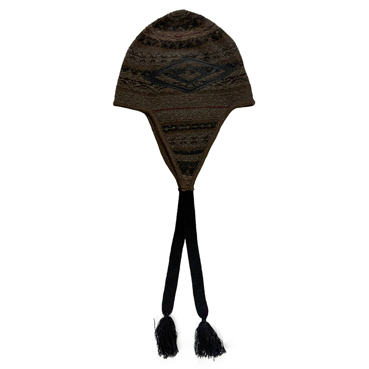 FAIR ISLE BEANIE / BLK0040:BLACK BROWN