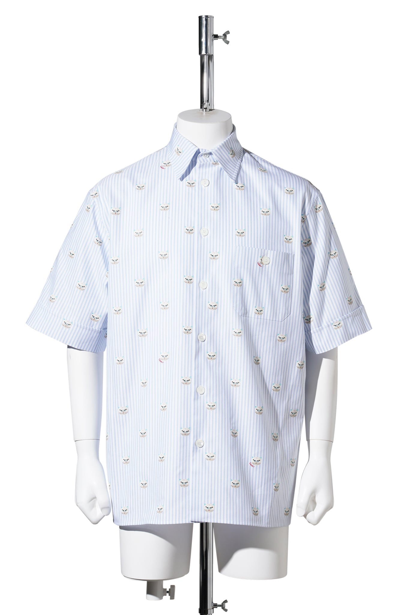 CAMICIA MANICA CORTA | LE CHAT DE LA MAISON | STRIPE LE CHAT DE LA MAISON / C4W:FDO CELESTE/BIANCO ST.GATTINO