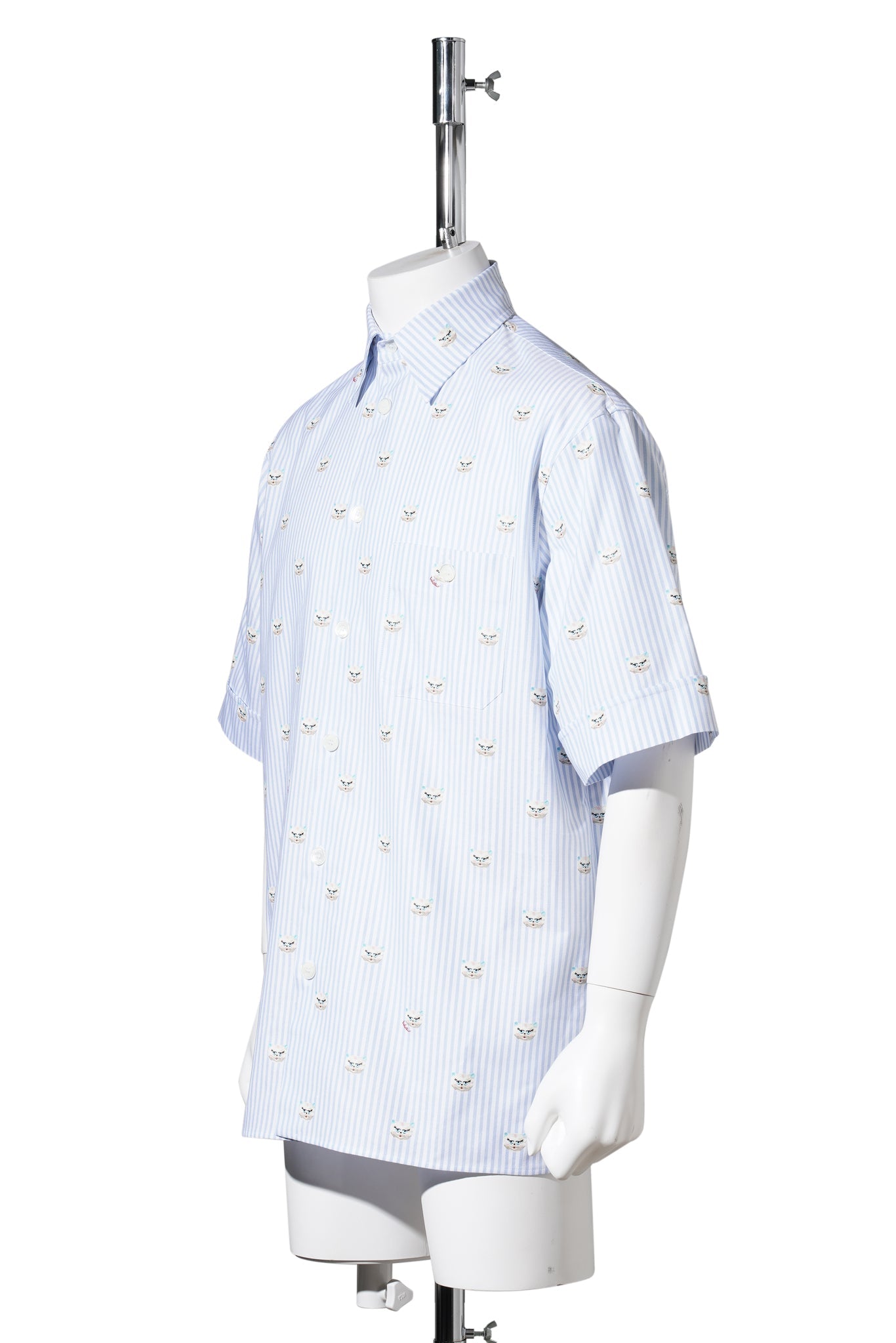 CAMICIA MANICA CORTA | LE CHAT DE LA MAISON | STRIPE LE CHAT DE LA MAISON / C4W:FDO CELESTE/BIANCO ST.GATTINO