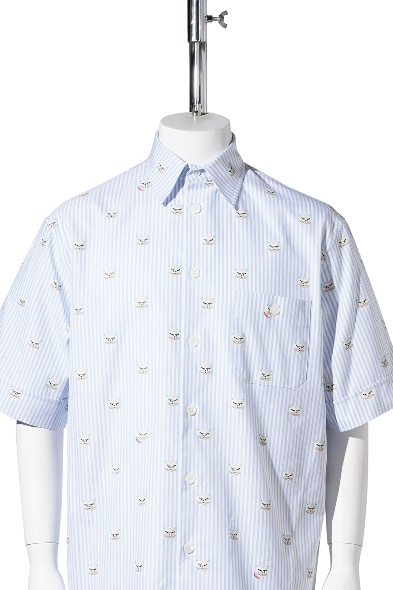 CAMICIA MANICA CORTA | LE CHAT DE LA MAISON | STRIPE LE CHAT DE LA MAISON / C4W:FDO CELESTE/BIANCO ST.GATTINO