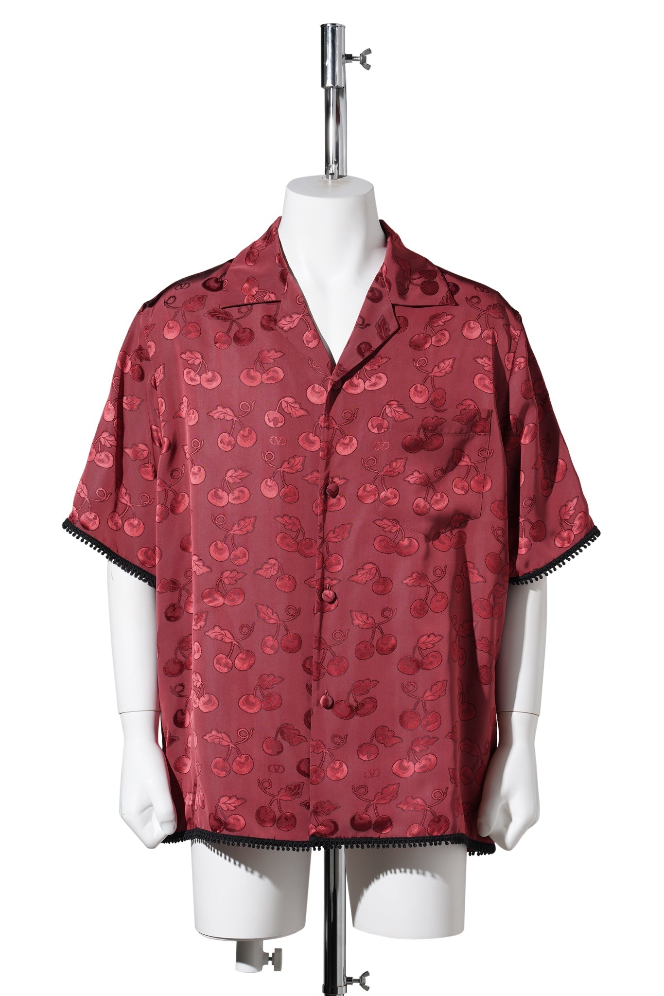 CAMICIA MANICHE CORTE | CHERRYFIC | SATIN CHERRYFIC / C4X:MAGENTA SCURO/MAGENTA/NERO