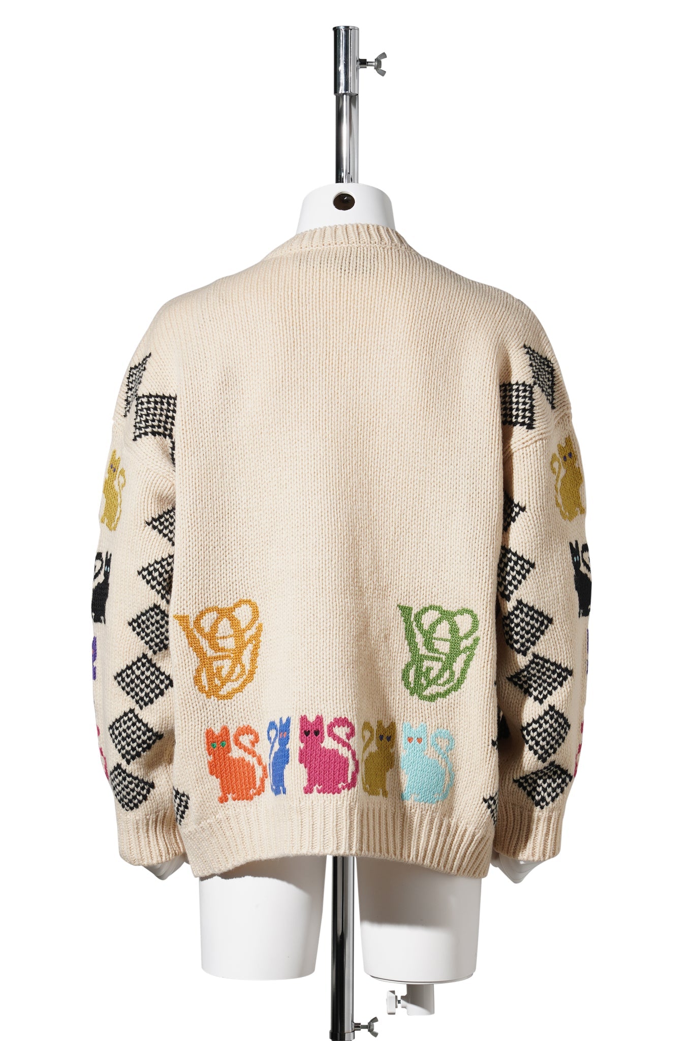 CARDIGAN, LOOSE, FIN. 3 | LE CHAT DE LA MAISON | WOOL / M12:MULTICOLOR.