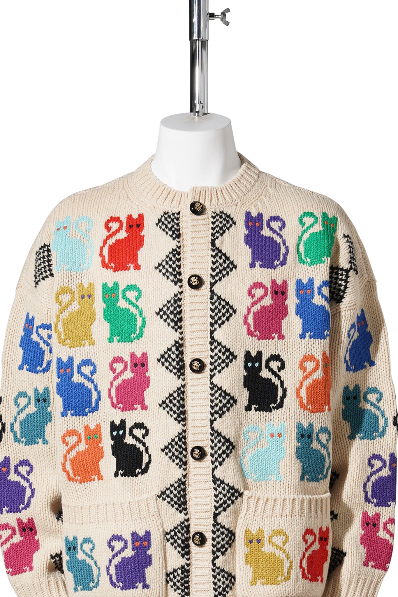 CARDIGAN, LOOSE, FIN. 3 | LE CHAT DE LA MAISON | WOOL / M12:MULTICOLOR.