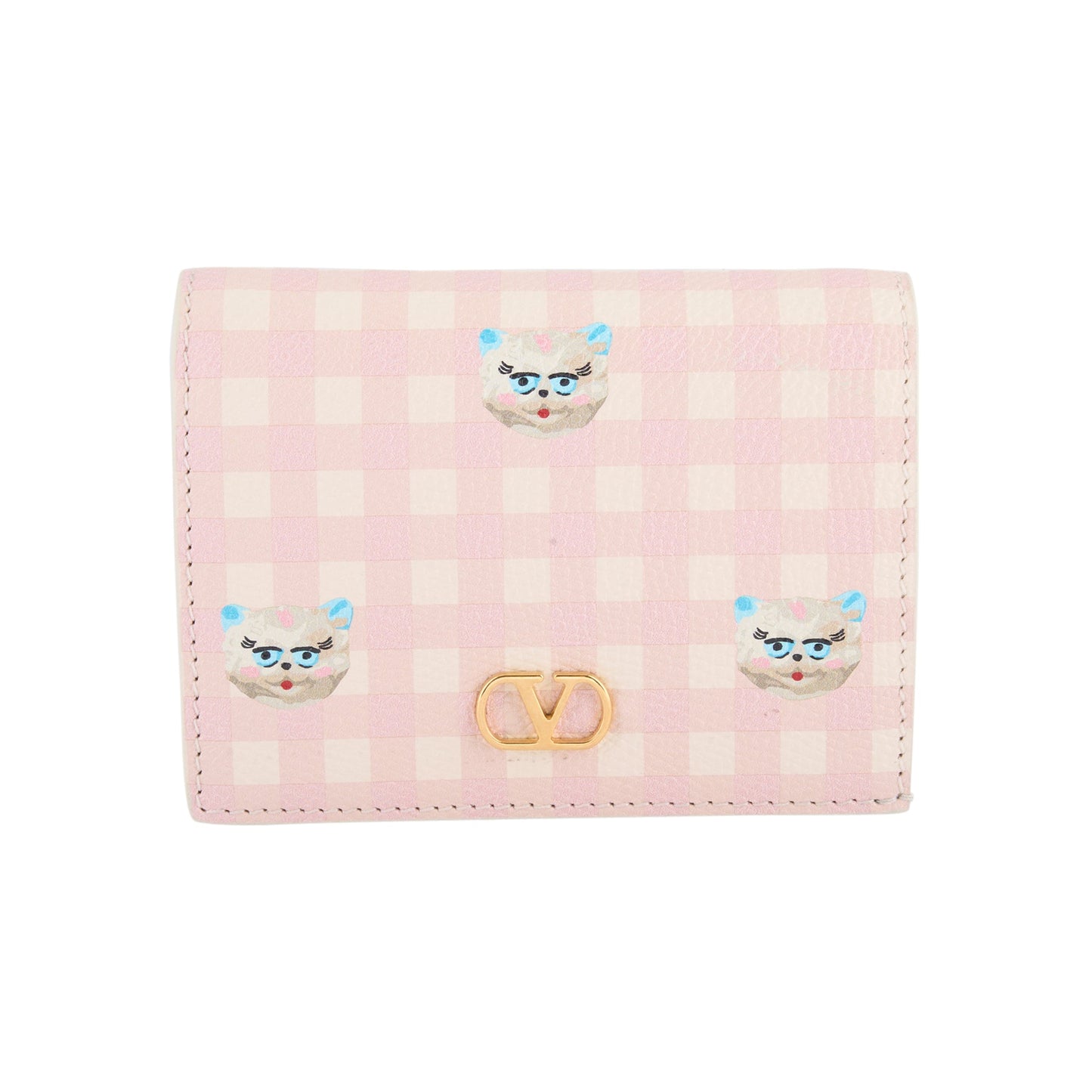 FLAP FRENCH WALLET | VLOGO SIGNATURE | VIT.SOFT GRAIN ST.VICHY LE CHAT DE LA MA / 9PK:LIGHT IVORY-ROSA-MULTICOLOR/LIGHT IVORY