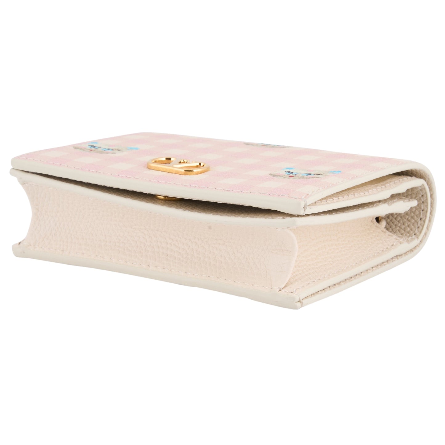 FLAP FRENCH WALLET | VLOGO SIGNATURE | VIT.SOFT GRAIN ST.VICHY LE CHAT DE LA MA / 9PK:LIGHT IVORY-ROSA-MULTICOLOR/LIGHT IVORY