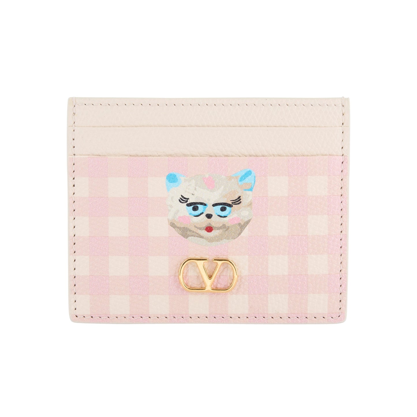 CARD HOLDER | VLOGO SIGNATURE | VIT.SOFT GRAIN ST.VICHY LE CHAT DE LA MA / 9PK:LIGHT IVORY-ROSA-MULTICOLOR/LIGHT IVORY