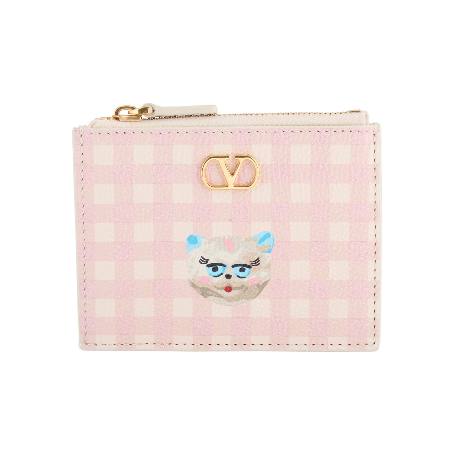 COIN PURSE/CARD CASE | VLOGO SIGNATURE | VIT.SOFT GRAIN ST.VICHY LE CHAT DE LA MA / 9PK:LIGHT IVORY-ROSA-MULTICOLOR/LIGHT IVORY